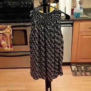 LOFT Black and White Flamingo Print Blouse